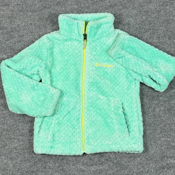 Kids Columbia XS Fuzzy Fleece Zip Up Jacket Mint Green Cozy Youth Size Outdoor - Picture 2 of 13